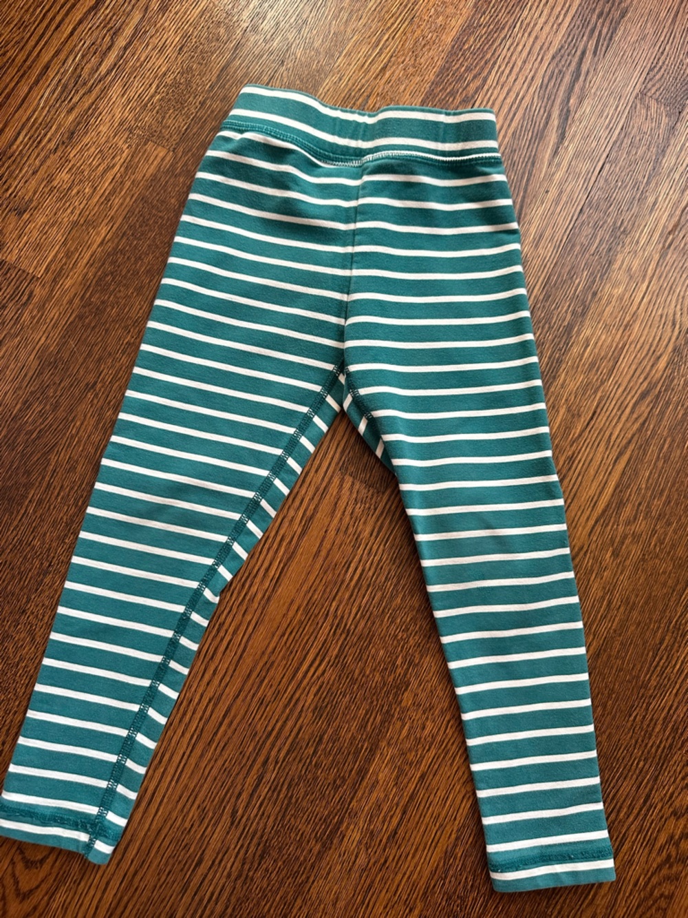 Hanna Andersson Teal and White Striped Kids Leggings